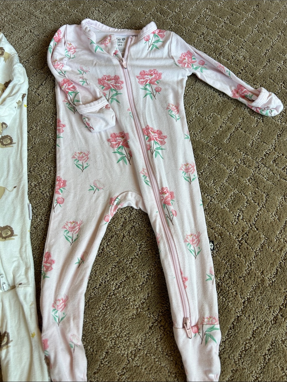BAMBOO Pink Floral Zip Footie One-Piece - Picture 2 of 13